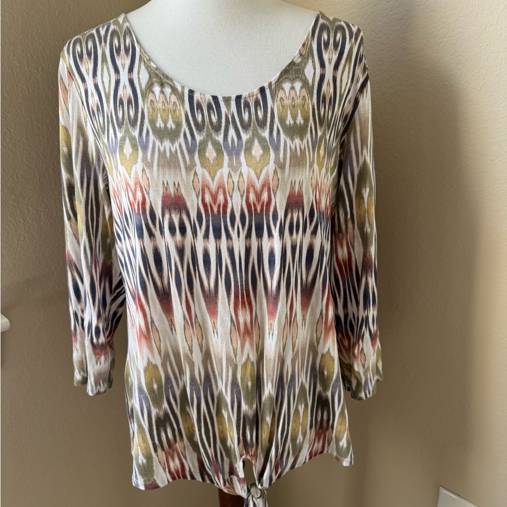 Chico’s Patterned Tie-Hem Top - Multi Color